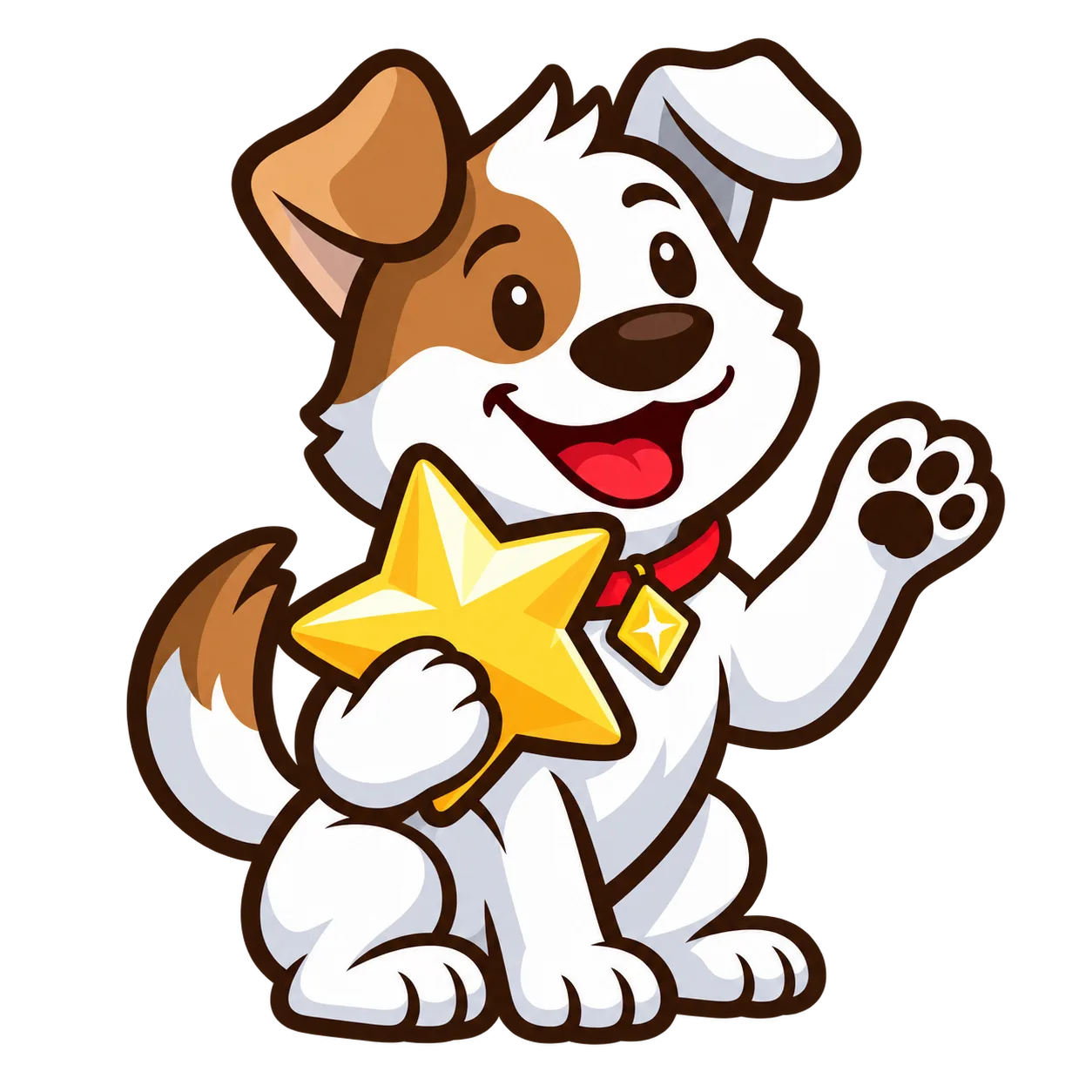 Spot holding a gold star